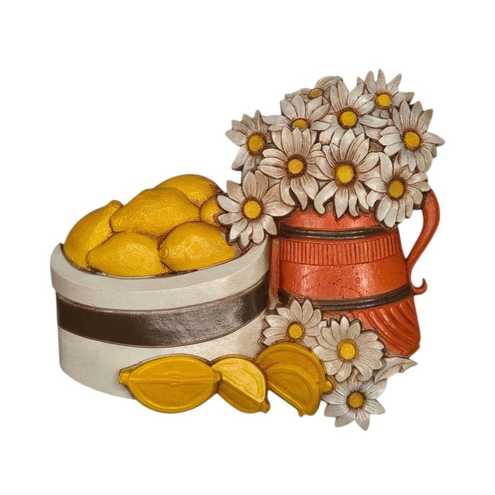 Vintage 80's SYROCO Homco USA kitchen wall decor Lemons and Daisies